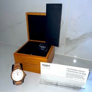 The Runwell White Dial Rose Gold PVD Steel Unisex Watch with free shinola gift